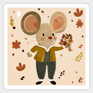 The Gentleman Mouse's Bouquet of Flowers Sticker